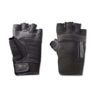 Mens Centerline Mixed Media Fingerless Gloves - Black - S