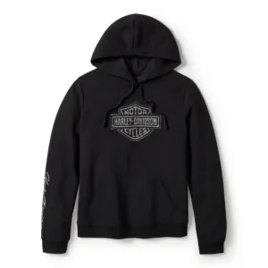 Womens Essential Bling Pullover Fleece Hoodie - Harley Black