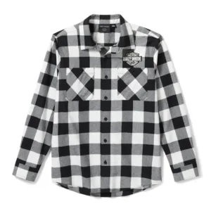 Men's Bar & Shield Buffalo Check Flannel - Plaid - Harley Black/Cloud Dancer