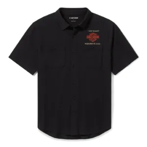 Mens Parts & Service Jersey Button-Up Shirt - Harley Black